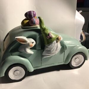 Easter Decor Pale Green Car With Noem Rabbit & Eggs Home Spring Colors Farmhouse